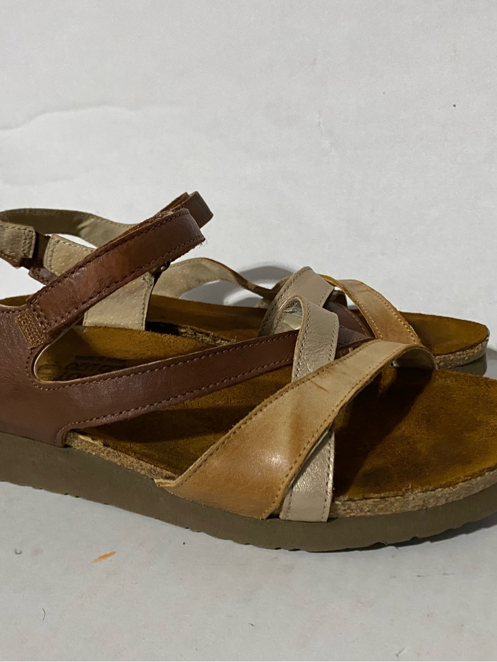 Naot Women's Three-Tone Leather Strappy Sandals - Brown/Tan/Cream